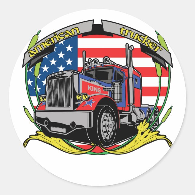 American Trucker Classic Round Sticker (Front)
