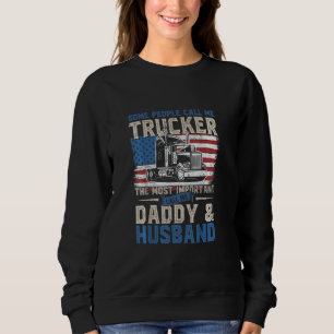 American Trucker Daddy Husband Father Us Flag 4th Sweatshirt