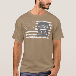 American Trucker Distressed Flag Truck Driver T-Shirt