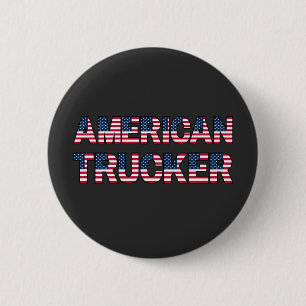 American Trucker Letters Flag Patriotic Road 6 Cm Round Badge
