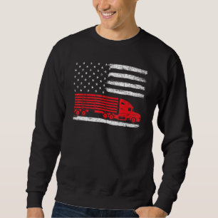 American Trucker Usa Flag Truck Driver Driving Tra Sweatshirt