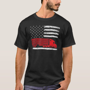 American Trucker Usa Flag Truck Driver Driving Tra T-Shirt