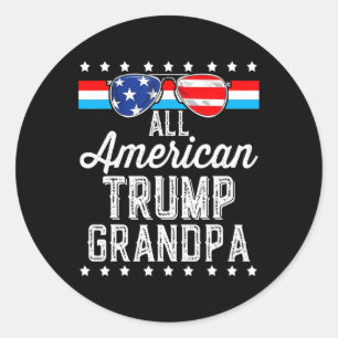 American Trump Grandpa American Flag Sungles Trump Classic Round Sticker