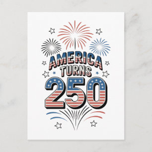 American Turn 250th 4th of July Fireworks Holiday Postcard