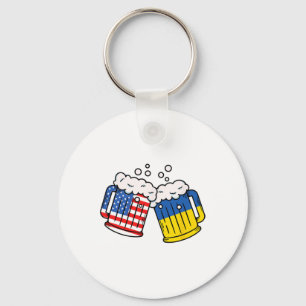 American Ukraine Flag Beer Mug Ukrainian Heritage  Key Ring