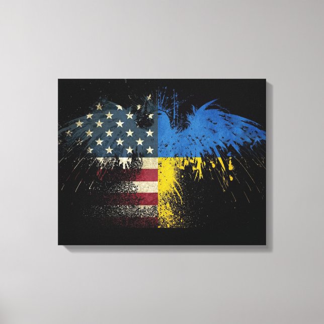 American Ukrainian Flags Canvas Print (Front)
