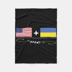American + Ukrainian = Me Usa And Ukraine Flags  Fleece Blanket