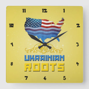 American Ukrainian Roots Wall Clock