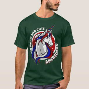 American Unicorn 4th of July Red White And Cute Am T-Shirt