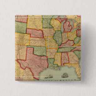 American Union Railroad Map of The United States 15 Cm Square Badge