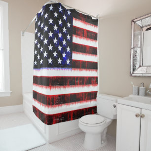 American United States - USA flag, notched drizzle Shower Curtain