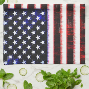 American United States - USA flag, notched drizzle Tea Towel