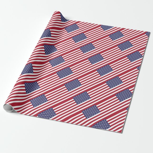American United States USA Flag Wrapping Paper (Unrolled)