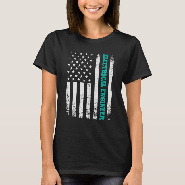 American US Distressed Flag Electrical Engineer En T-Shirt (Front)