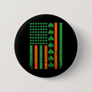 American Us Flag Clovers St Patricks Irish Shamroc 6 Cm Round Badge
