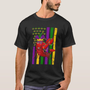 American US Flag Crawfish Funny Mardi Gras Carniva T-Shirt
