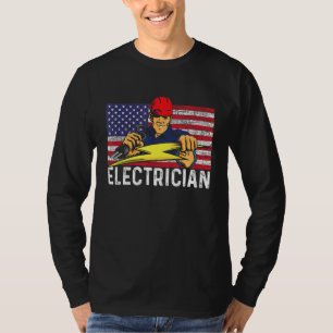 American Us Flag Electrician Craftsman Lineman Lin T-Shirt