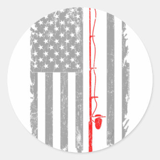 American US Flag Fishing Rod Fishing Angler Fishin Classic Round Sticker