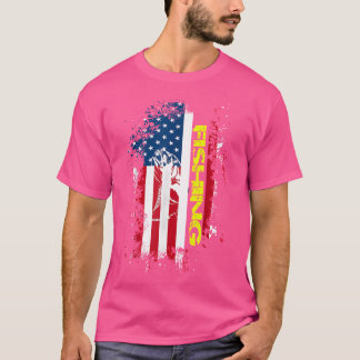American Us Flag Fishing Rod Fishman For Man T-Shirt