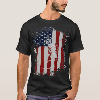 American US Flag Fishing Rod  Fishman Gift For Man T-Shirt