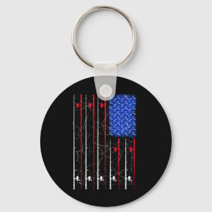 American Us Flag Fishing Rod Top Key Ring