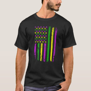 American US Flag Mardi Gras Carnival Party Men Wom T-Shirt