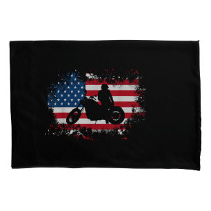 American US Flag Motorcycle Funny Sport Lover Pillowcase