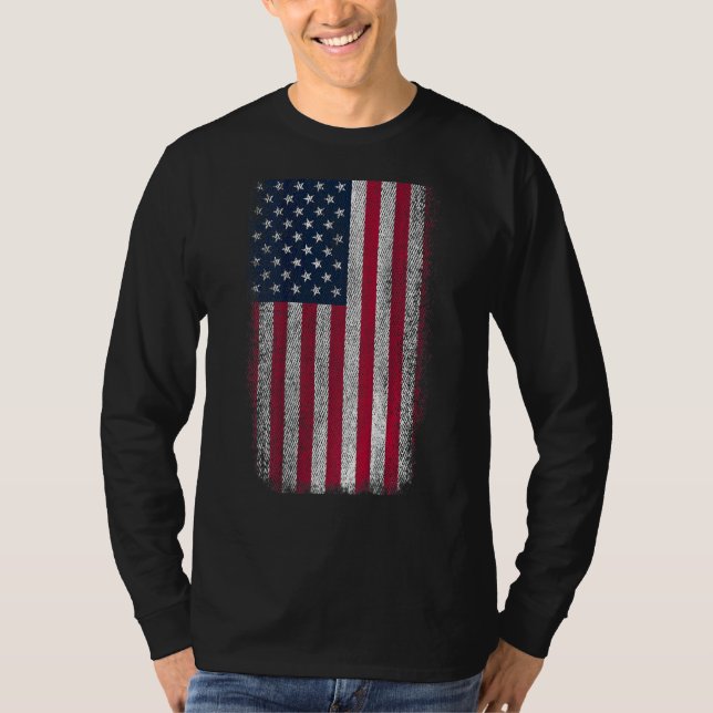 American Us Flag Patriotic Distressed Usa Flag T-Shirt (Front)