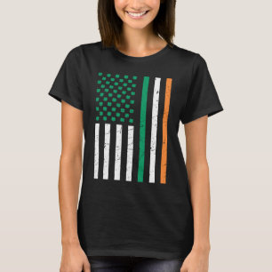 American US Flag Shamrocks Irland Flag St Patrick' T-Shirt