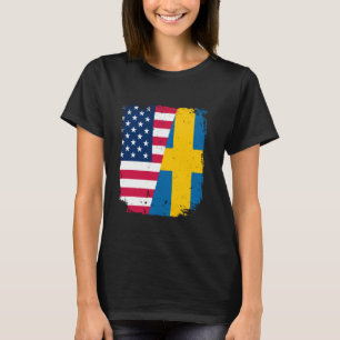 American US Flag SWEDEN Friendship Country Vintage T-Shirt