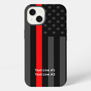American US Flag Thin Red Line Your Text on iPhone 13 Case
