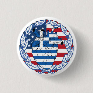 American USA America US United States Greek Greece 3 Cm Round Badge