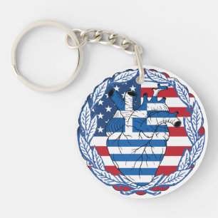 American USA America US United States Greek Greece Key Ring