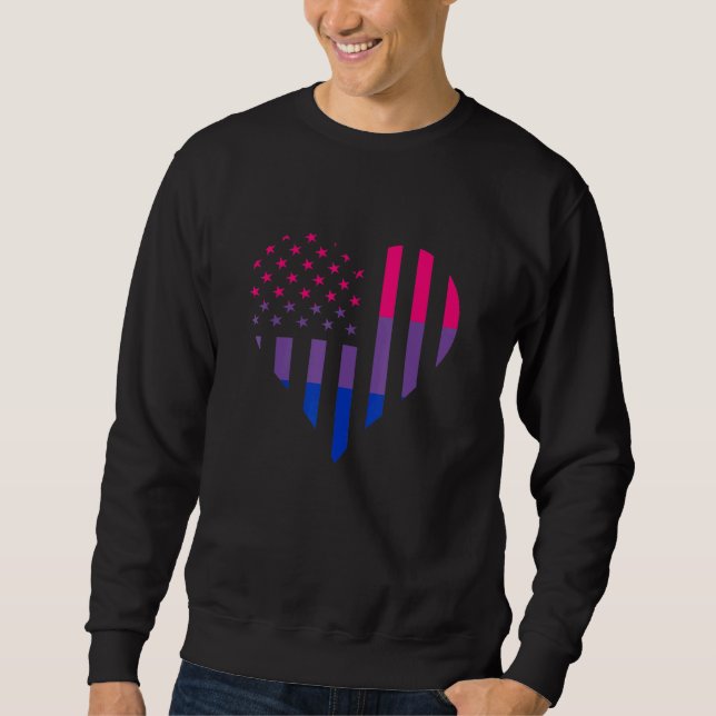 American USA Bisexual Flag Bisexuality Heart Bisex Sweatshirt (Front)