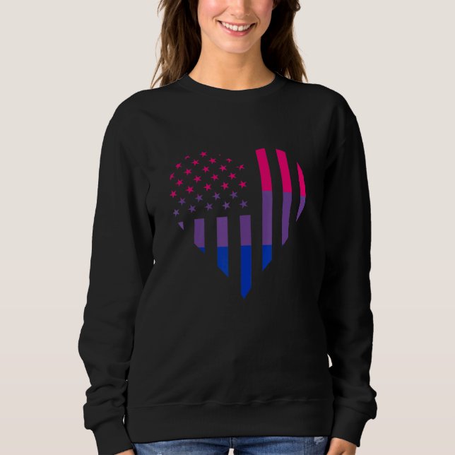 American USA Bisexual Flag Bisexuality Heart Bisex Sweatshirt (Front)