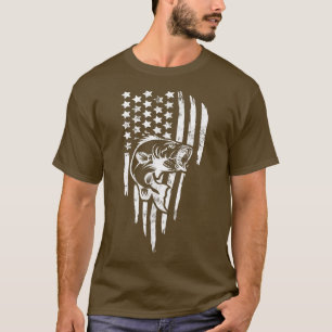American USA Camouflage Bass Fishing Lover Fourth  T-Shirt