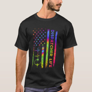 American USA Flag 911 Dispatcher Vintage Tie Dye H T-Shirt