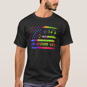 American USA Flag 911 Dispatcher Vintage Tie Dye R T-Shirt