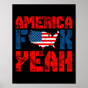 American Usa Flag America Yeah Funny 4th Of July  Poster
