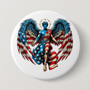 American USA Flag Angel Man Patriotic Art 7.5 Cm Round Badge