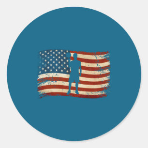 American Usa Flag Basketball Patriotic Srts Classic Round Sticker