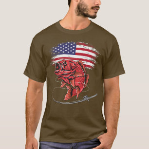 American USA Flag Bass fishing Lover Patriotic Fis T-Shirt