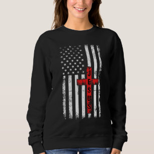 American USA Flag Christian Cross Jesus 4th Of Jul Sweatshirt