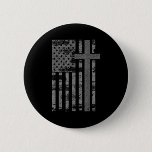 American Usa Flag Christian Faith Cross Patriotic 6 Cm Round Badge
