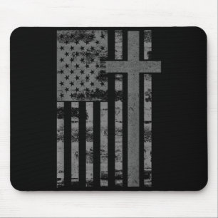American Usa Flag Christian Faith Cross Patriotic  Mouse Pad