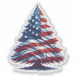 American USA Flag Christmas tree Patriotic Art