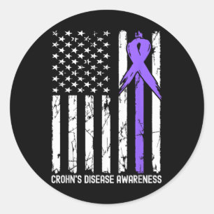 American Usa Flag Crohns Disease Awareness Month R Classic Round Sticker