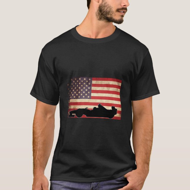 American Usa Flag Indy Car Fan Racecar Formula T-Shirt (Front)