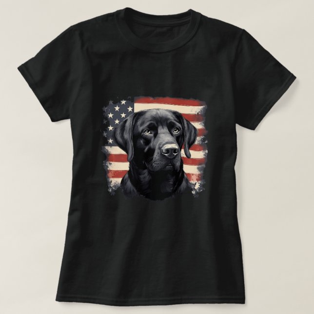 American USA Flag Lab Owner Black Labrador Retriev T-Shirt (Design Front)
