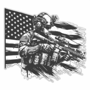 American USA Flag Military Soldier Patriotic Art 